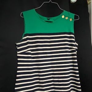 Land’s End green and navy striped dress